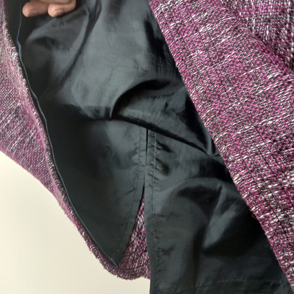LOFT Tweed purple black Skirt Size 8 lined VGC - Picture 8 of 9